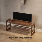 Small Shoe Bench with Cushion Storage Seat Wooden