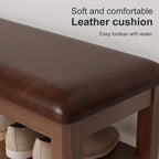 Small Shoe Bench with Cushion Storage Seat Wooden