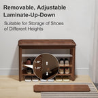 Small Shoe Bench with Cushion Storage Seat Wooden