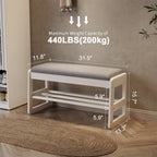 Small Shoe Bench with Cushion Storage Seat Wooden