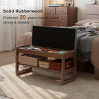 Small Shoe Bench with Cushion Storage Seat Wooden