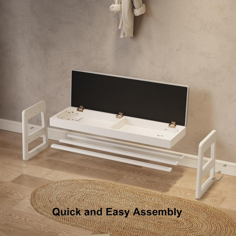 Small Shoe Bench with Cushion Storage Seat Wooden