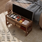 Small Shoe Bench with Cushion Storage Seat Wooden