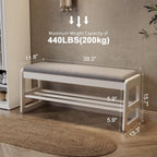 Small Shoe Bench with Cushion Storage Seat Wooden