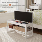 Small Shoe Bench with Cushion Storage Seat Wooden