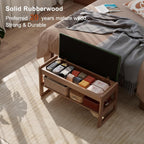Small Shoe Bench with Cushion Storage Seat Wooden