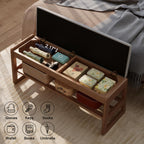 Small Shoe Bench with Cushion Storage Seat Wooden