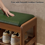Small Shoe Bench with Cushion Storage Seat Wooden