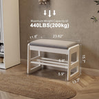 Small Shoe Bench with Cushion Storage Seat Wooden