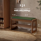 Small Shoe Bench with Cushion Storage Seat Wooden