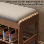 Small Shoe Bench with Cushion Storage Seat Wooden