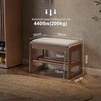 Small Shoe Bench with Cushion Storage Seat Wooden