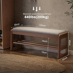 Small Shoe Bench with Cushion Storage Seat Wooden