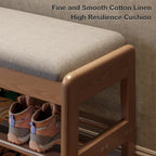 Small Shoe Bench with Cushion Storage Seat Wooden