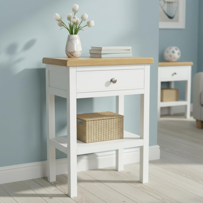 Small Side Table with Drawer Painted Console