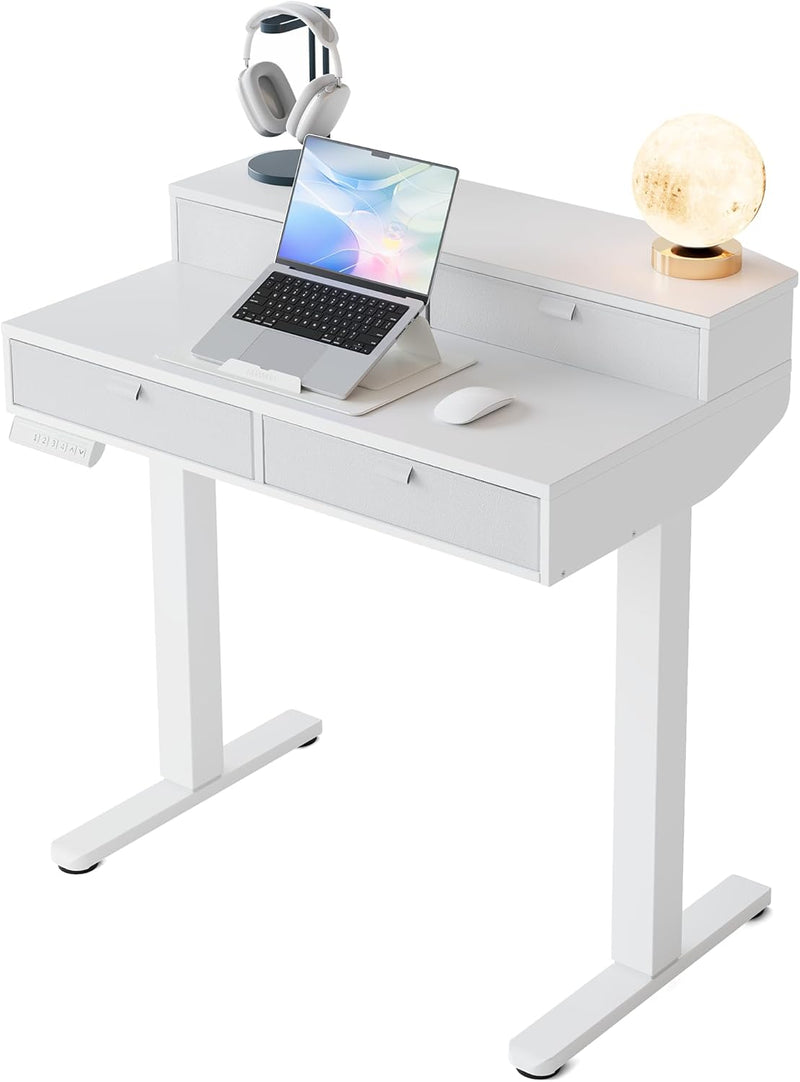 Standing Desk with Drawers Natural C-Clamp