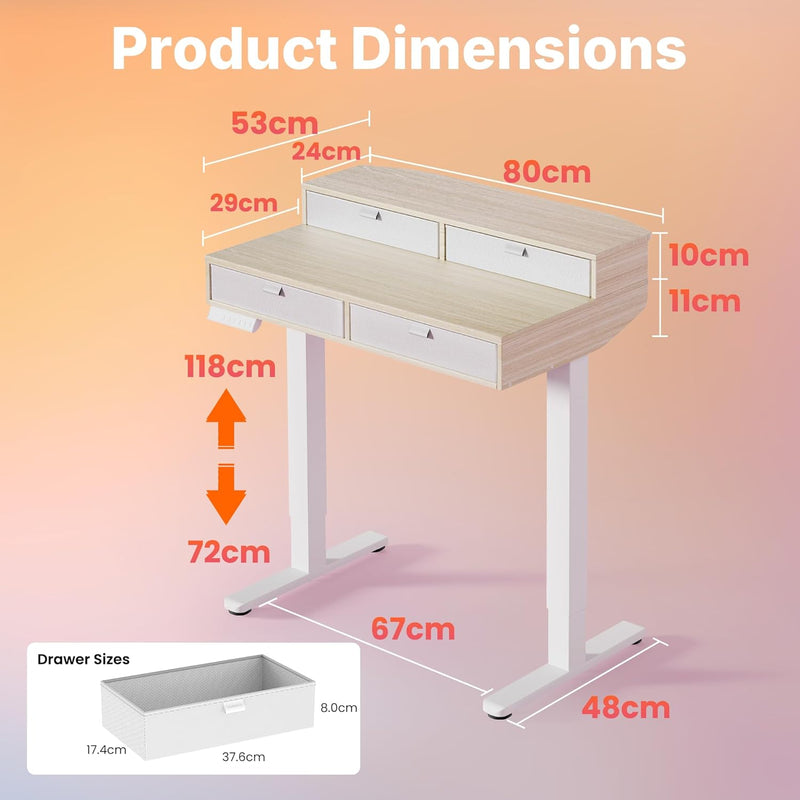 Standing Desk with Drawers Natural C-Clamp