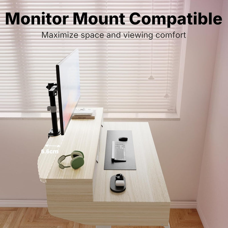 Standing Desk with Drawers Natural C-Clamp