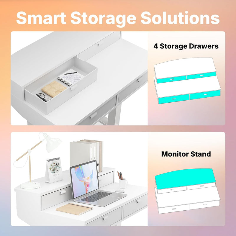 Standing Desk with Drawers Natural C-Clamp