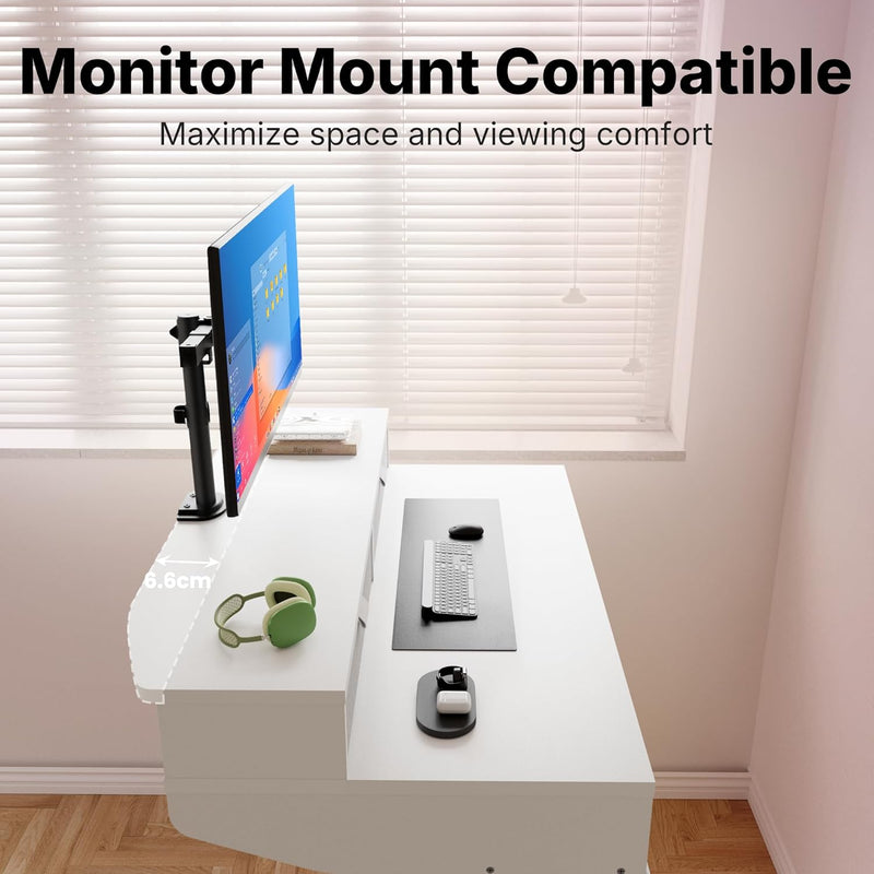 Standing Desk with Drawers Natural C-Clamp