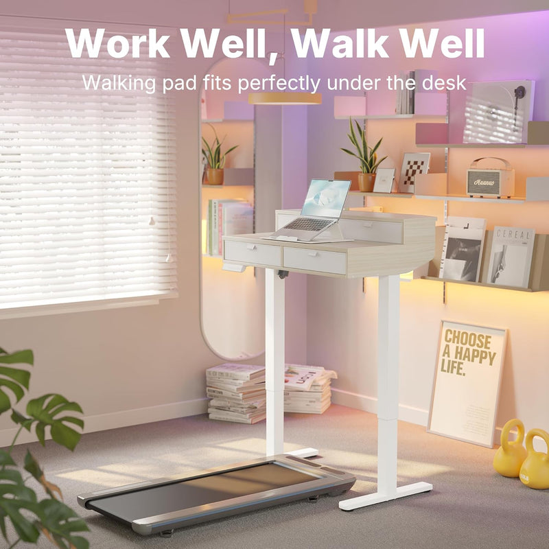 Standing Desk with Drawers Natural C-Clamp