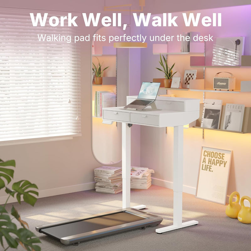 Standing Desk with Drawers Natural C-Clamp