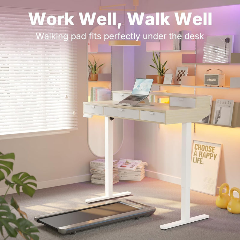 Standing Desk with Drawers Natural C-Clamp