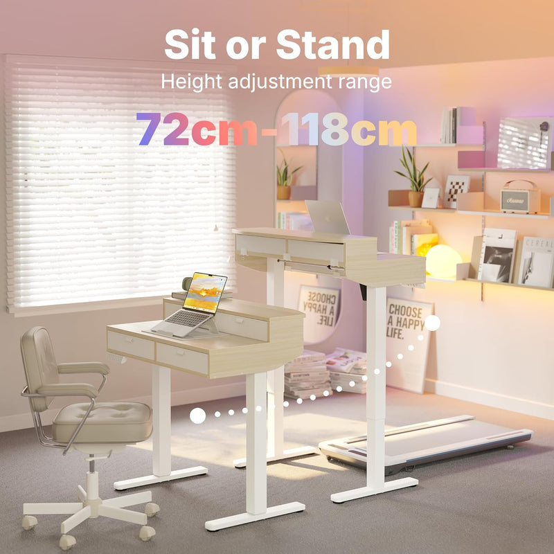 Standing Desk with Drawers Natural C-Clamp