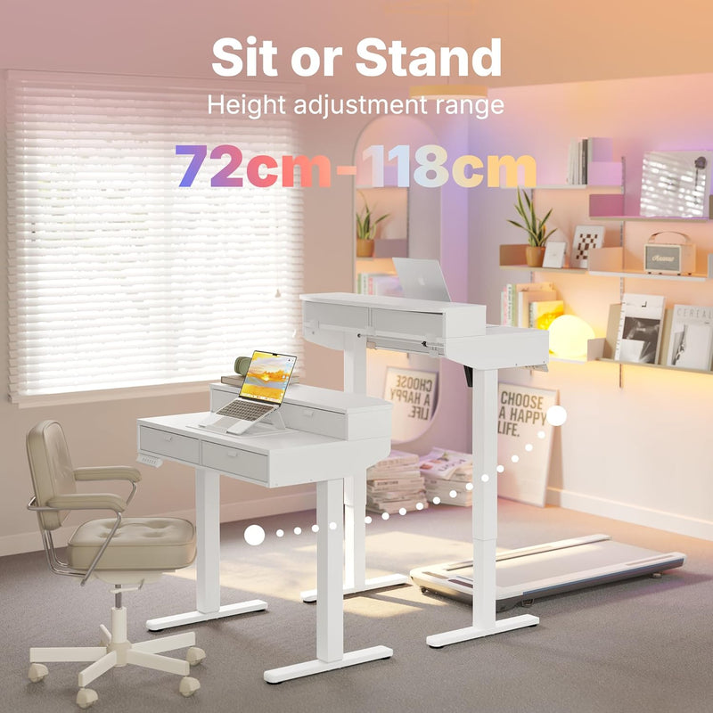 Standing Desk with Drawers Natural C-Clamp