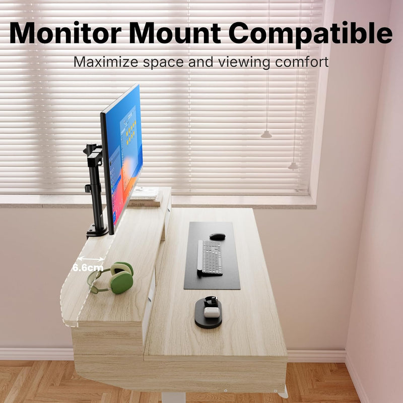 Standing Desk with Drawers Natural C-Clamp