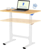 Small Standing Desk with Wheels Pneumatic Height