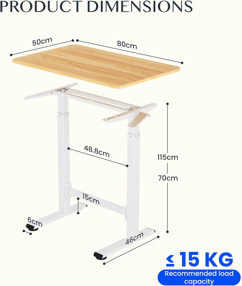Small Standing Desk with Wheels Pneumatic Height