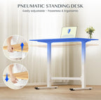 Small Standing Desk with Wheels Pneumatic Height