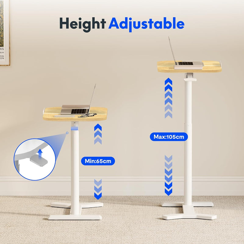 Small Standing Desk with Wheels Pneumatic Height