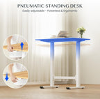 Small Standing Desk with Wheels Pneumatic Height