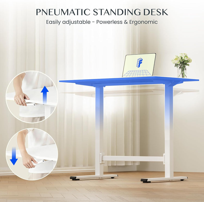 Small Standing Desk with Wheels Pneumatic Height