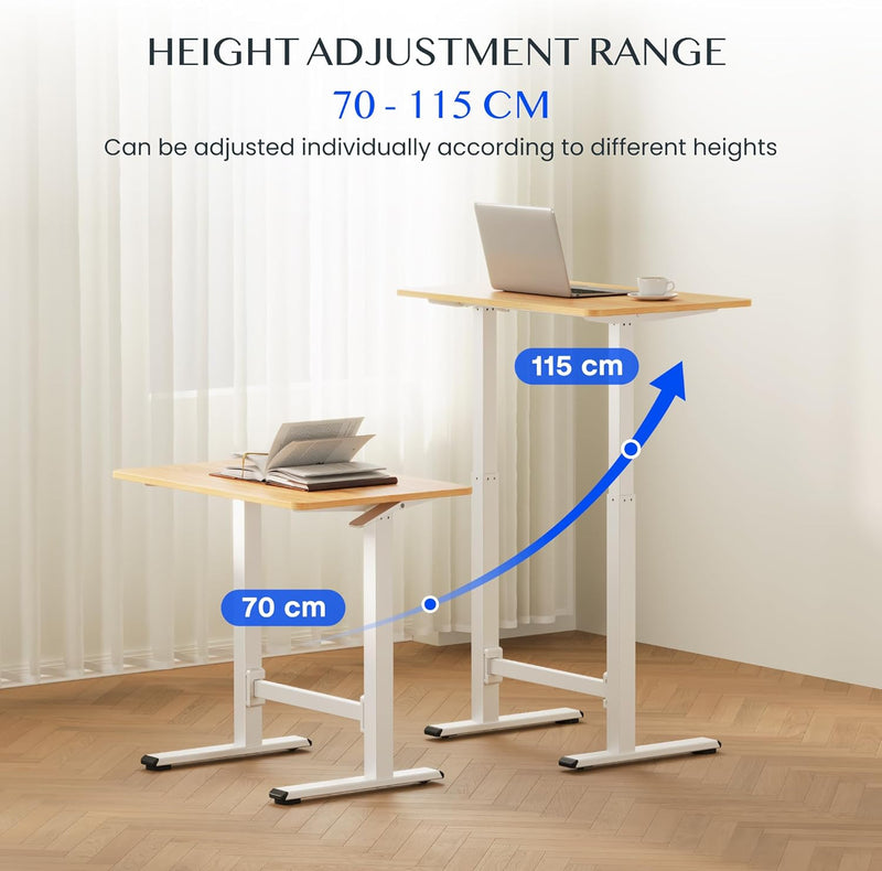 Small Standing Desk with Wheels Pneumatic Height