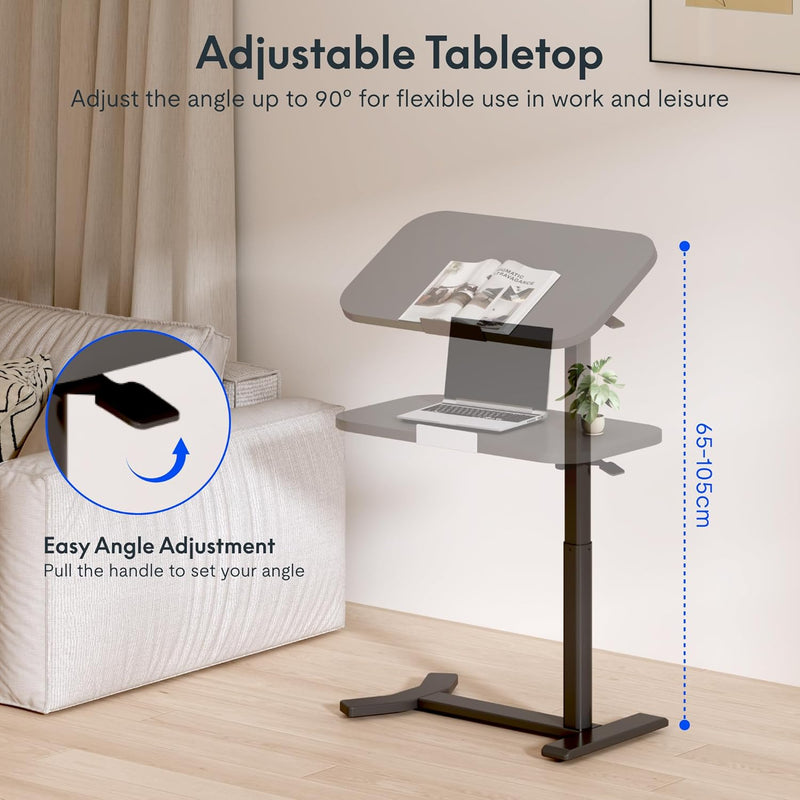 Small Standing Desk with Wheels Pneumatic Height