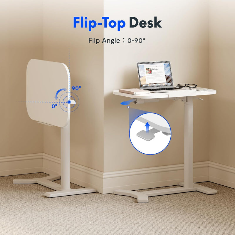 Small Standing Desk with Wheels Pneumatic Height
