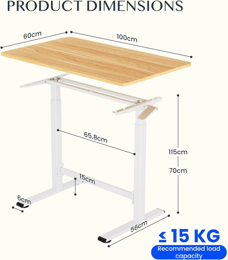 Small Standing Desk with Wheels Pneumatic Height