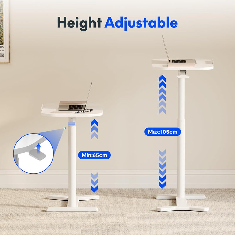 Small Standing Desk with Wheels Pneumatic Height