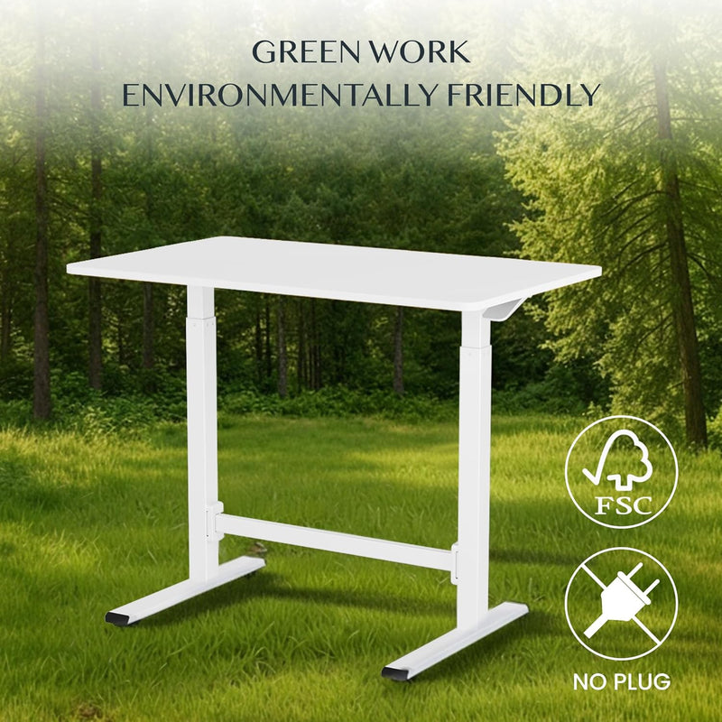Small Standing Desk with Wheels Pneumatic Height