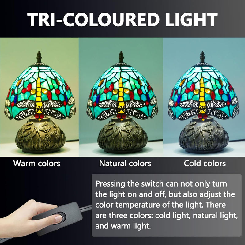 Small Tiffany Lamp Dragonfly 3 Colour Temperatures Mushroom