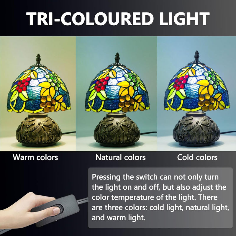 Small Tiffany Lamp Dragonfly 3 Colour Temperatures Mushroom