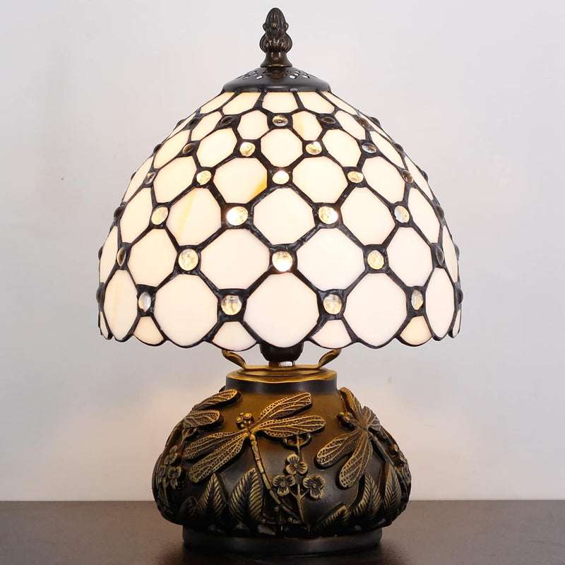 Small Tiffany Lamp Mini Stained Glass Table Pearl