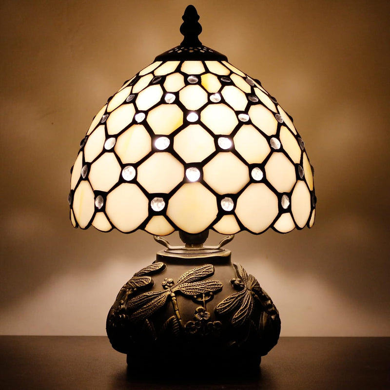 Small Tiffany Lamp Mini Stained Glass Table Pearl