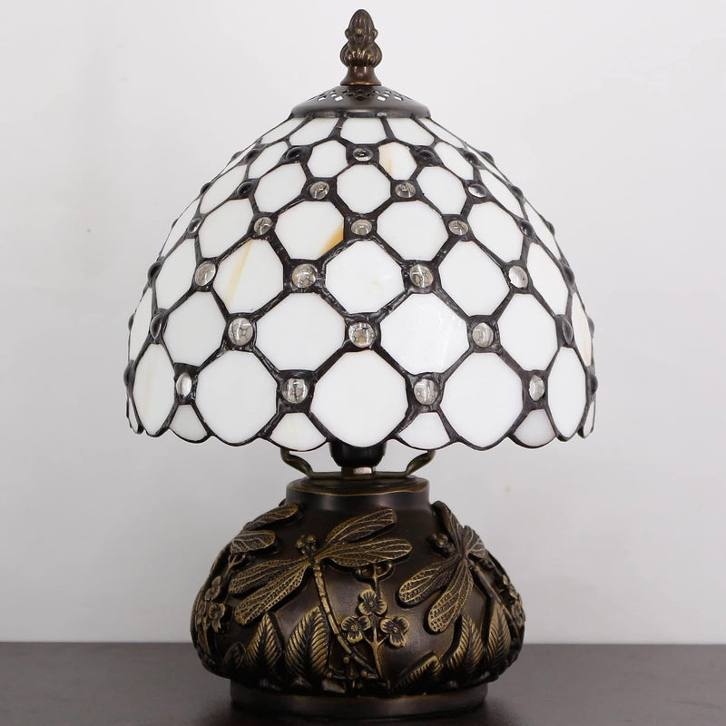 Small Tiffany Lamp Mini Stained Glass Table Pearl