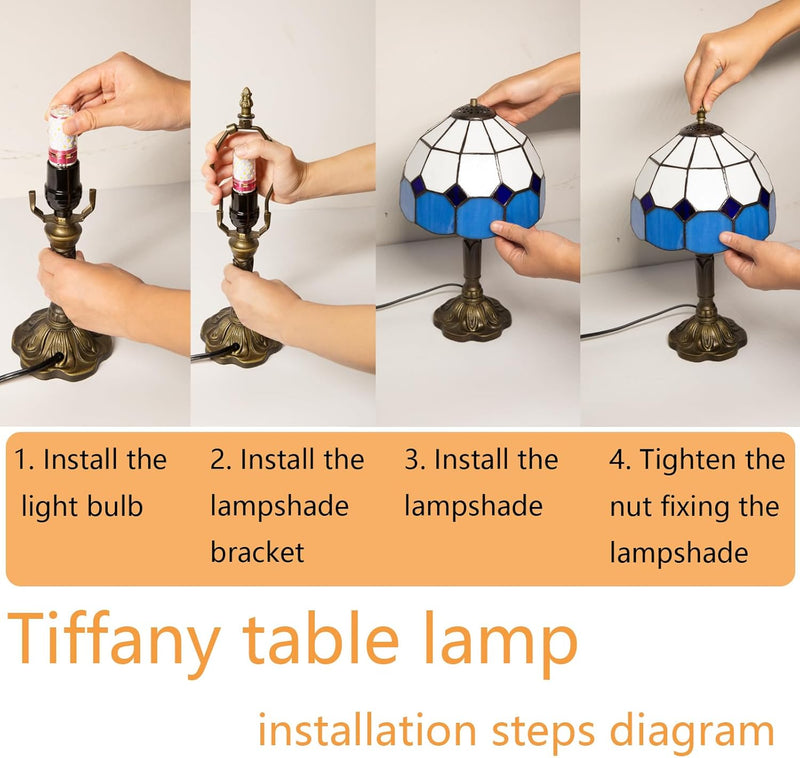 Small Tiffany Style Lamp Stained Glass Table