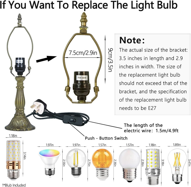 Tiffany Style Lamp Four Flowers 3 Colour Temperatures
