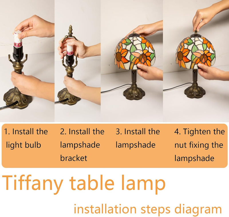 Small Tiffany Style Lamp Stained Glass Table